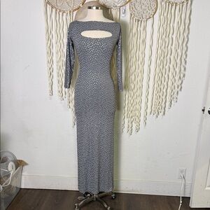 Vintage Marc Brouwer Gray and Silver Full Length Sequin Gown Size 10